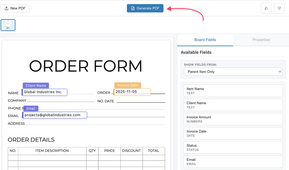 Add PDF Filler Widget