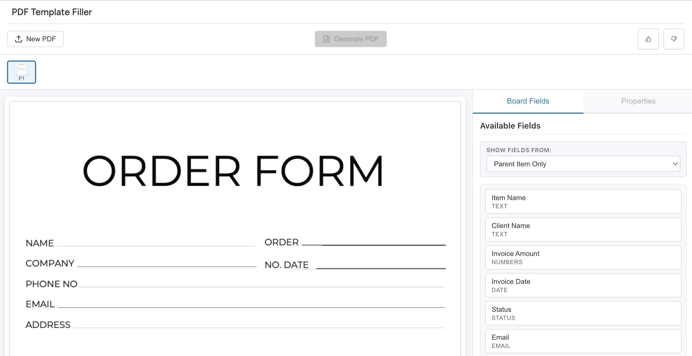 Add PDF Filler Widget